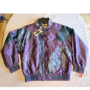 Rare Vintage 90’s Outbrook ColorBlock Full Zip Windbreaker Women's Sz L NWT